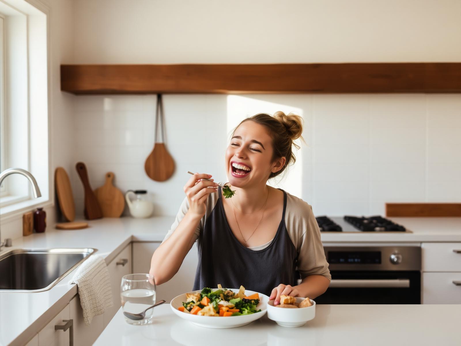 Person enjoying a healthy meal